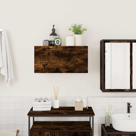 vidaXL Badkamerwandkast 60x25x30 cm bewerkt hout gerookt eikenkleurig afbeelding3 - 1