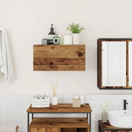 vidaXL Badkamerwandkast 60x25x30 cm bewerkt hout oud houtkleurig afbeelding3 - 1