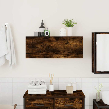 vidaXL Badkamerwandkast 80x25x30 cm bewerkt hout gerookt eikenkleurig afbeelding3 - 1