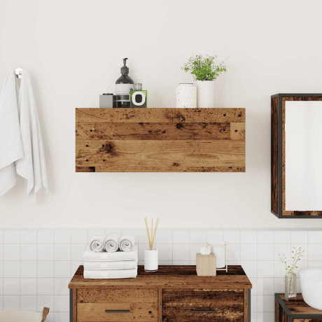 vidaXL Badkamerwandkast 80x25x30 cm bewerkt hout oud houtkleurig afbeelding3 - 1