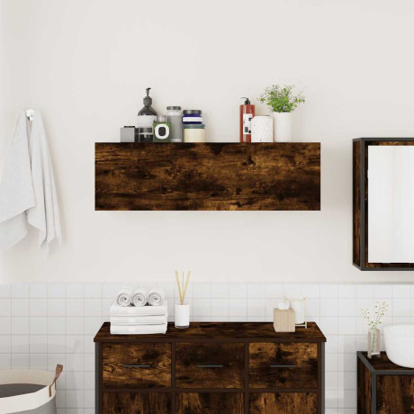 vidaXL Badkamerwandkast 100x25x30 cm bewerkt hout gerookt eikenkleurig afbeelding3 - 1