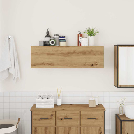 vidaXL Badkamerwandkast 100x25x30cm bewerkt hout artisanaal eikenkleur afbeelding3 - 1