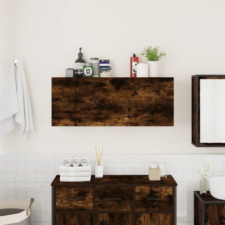 vidaXL Badkamerwandkast 100x25x40 cm bewerkt hout gerookt eikenkleurig afbeelding3 - 1
