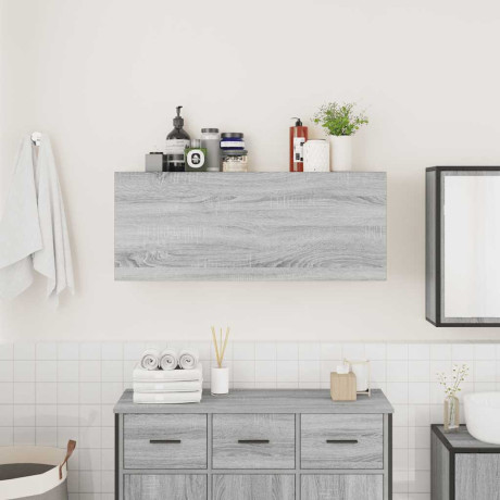 vidaXL Badkamerwandkast 100x25x40 cm bewerkt hout grijs sonoma eiken afbeelding3 - 1