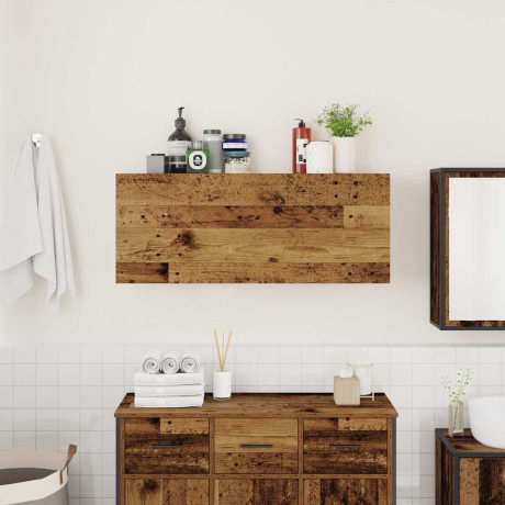 vidaXL Badkamerwandkast 100x25x40 cm bewerkt hout oud houtkleurig afbeelding3 - 1