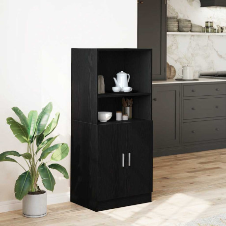 vidaXL Keukenkast 57x41,5x131,5 cm bewerkt hout zwart afbeelding3 - 1