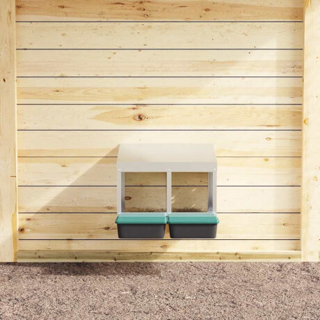 vidaXL Kippennestkast 2 compartimenten wandmontage gegalvaniseerd staal afbeelding3 - 1