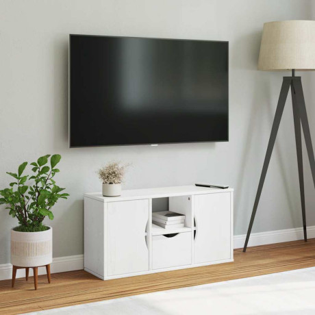 vidaXL Tv-meubel met lade ODDA 79x24x40 cm massief grenenhout wit afbeelding3 - 1