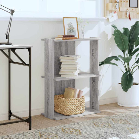 vidaXL Boekenkast 3-laags 60x30x80 cm bewerkt hout grijs sonoma eiken afbeelding3 - 1
