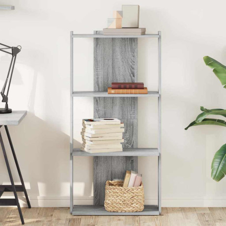 vidaXL Boekenkast 3-laags 60x30x120 cm bewerkt hout grijs sonoma eiken afbeelding3 - 1