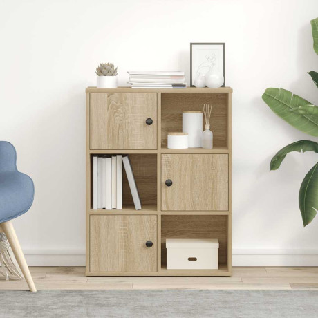 vidaXL Boekenkast 60x24x76,5 cm bewerkt hout sonoma eikenkleurig afbeelding3 - 1