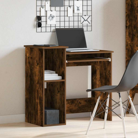 vidaXL Bureau met schappen 84x40x78 cm bewerkt hout gerookt eiken afbeelding3 - 1