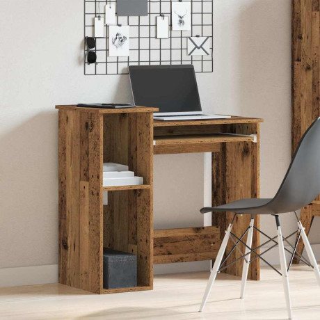 vidaXL Bureau met schappen 84x40x78 cm bewerkt hout oud houtkleurig afbeelding3 - 1