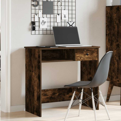 vidaXL Bureau 80x40x75 cm bewerkt hout gerookt eikenkleurig afbeelding3 - 1