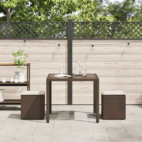 vidaXL Tuinkrukken met kussens 2 st 40x40x43 cm poly rattan bruin afbeelding3 - 1