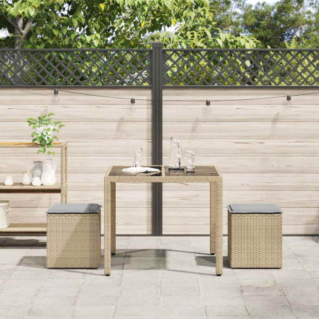 vidaXL Tuinkrukken met kussens 2 st 40x40x43 cm poly rattan beige afbeelding3 - 1