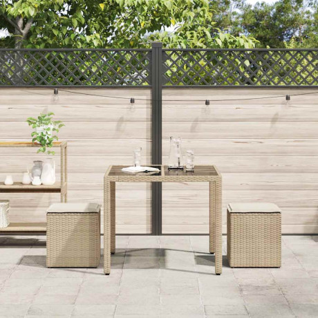 vidaXL Tuinkrukken met kussens 2 st 40x40x43 cm poly rattan beige afbeelding3 - 1