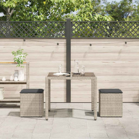 vidaXL Tuinkrukken met kussens 2 st 40x40x43 cm poly rattan lichtgrijs afbeelding3 - 1