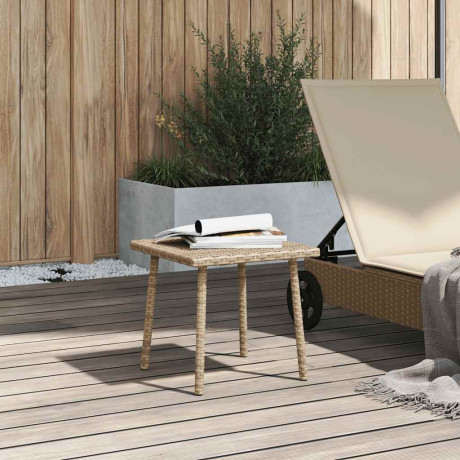 vidaXL Tuin salontafel rechthoekig 40x40x37 cm poly rattan beige afbeelding3 - 1