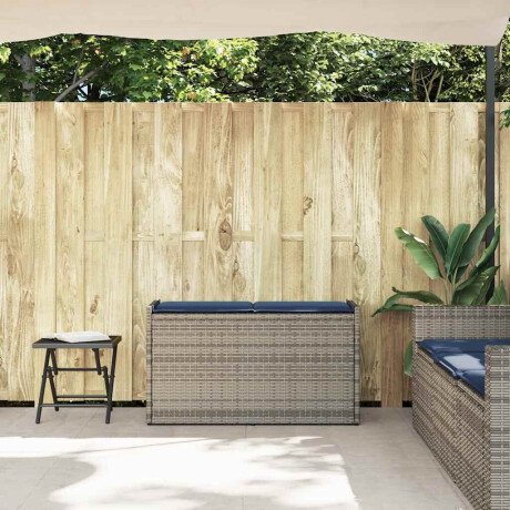 vidaXL Opbergbank met kussen voor buiten 100 cm poly rattan grijs afbeelding3 - 1
