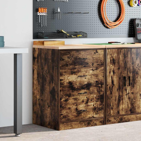 vidaXL Garagekast 60x51x85 cm massief grenenhout gerookt eiken afbeelding3 - 1