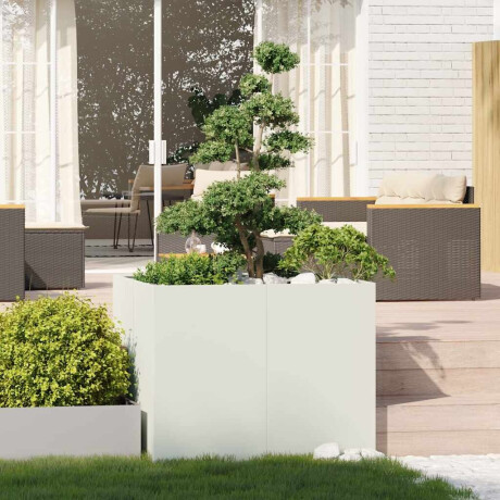 vidaXL Plantenbak 100x100x80 cm staal wit afbeelding3 - 1