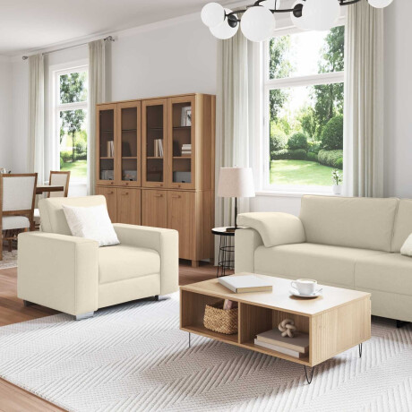 vidaXL Bank 3 pcs Crème Linnen-mix stof afbeelding3 - 1