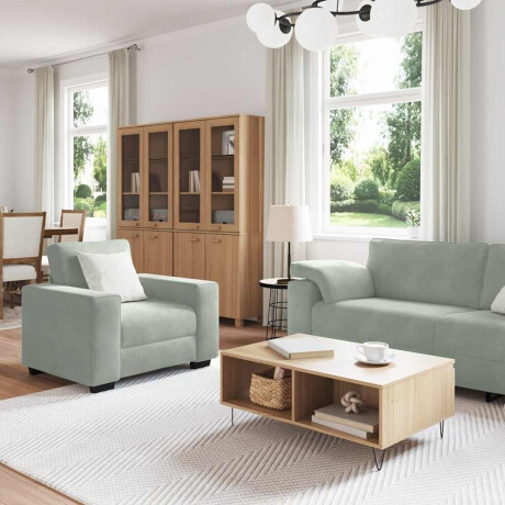 vidaXL 3-delige Loungeset met kussens fluweel lichtgrijs afbeelding3 - 1