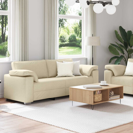 vidaXL Bankstel 2 pcs Crème 219 x 77 x 82 cm Stof afbeelding3 - 1