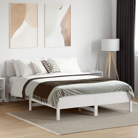 vidaXL Bedframe zonder matras massief grenenhout wit 140x190 cm afbeelding3 - 1