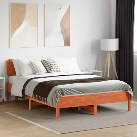 vidaXL Bed met matras massief grenenhout wasbruin 140x190 cm afbeelding3 - 1