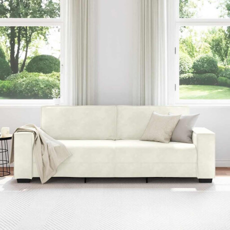 vidaXL Driezitsbank 180 cm fluweel crèmekleurig afbeelding3 - 1