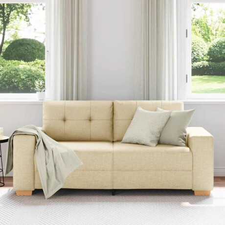 vidaXL Loveseat Bank Crème 140 cm Stof afbeelding3 - 1