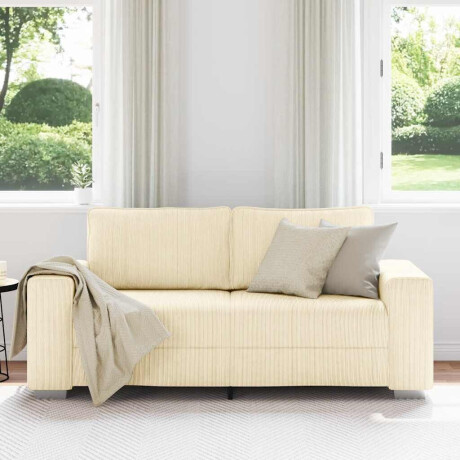 vidaXL Loveseat Sofa Crème 140 cm Corduroy Stof afbeelding3 - 1