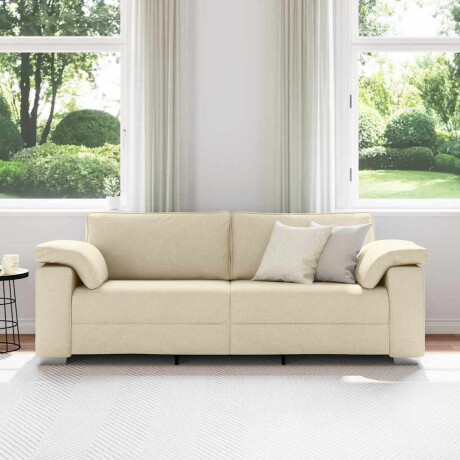 vidaXL 3-Zits Bank Crème 220 cm Stof afbeelding3 - 1