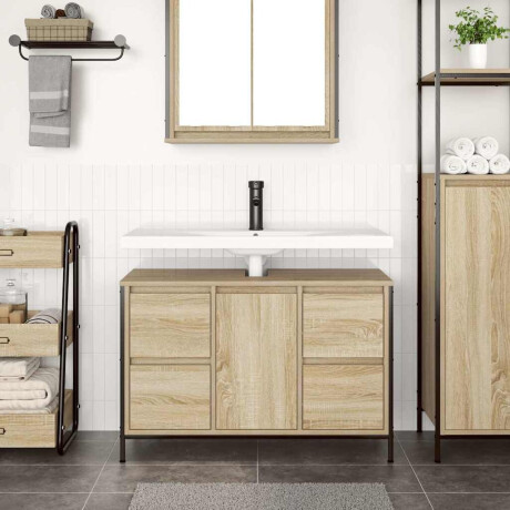 vidaXL Wastafelkast met lades 90x34,5x60 cm sonoma eikenkleurig afbeelding3 - 1
