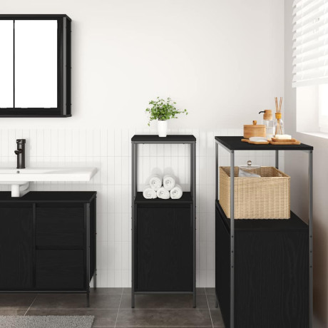 vidaXL Badkamermeubel met planken 36x35x95 cm zwart eikenkleurig afbeelding3 - 1