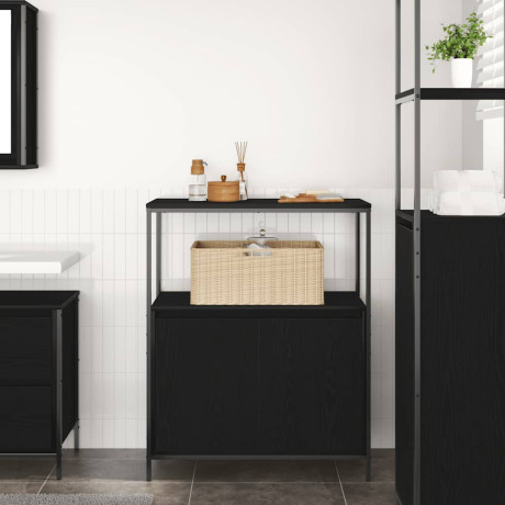 vidaXL Badkamermeubel met planken 76,5x35x95 cm zwart eikenkleurig afbeelding3 - 1