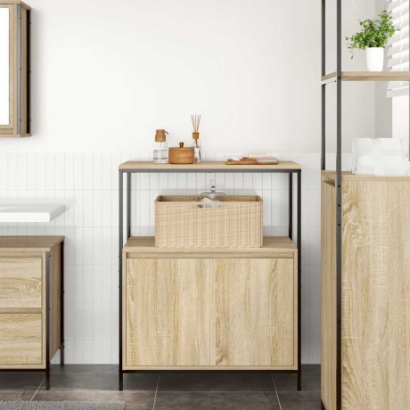 vidaXL Badkamermeubel met planken 76,5x35x95 cm Sonoma eikenkleurig afbeelding3 - 1