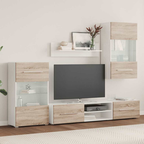 vidaXL 5-delige Tv-meubels met LED bewerkt hout sonoma eiken afbeelding3 - 1