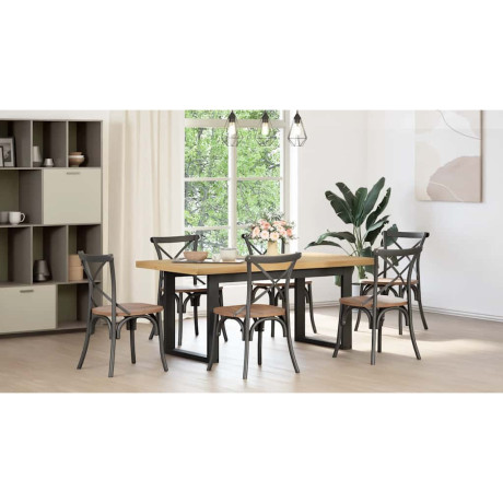 vidaXL Eettafel NOAIN U-vormige poten 180x90x75 cm massief grenenhout afbeelding3 - 1