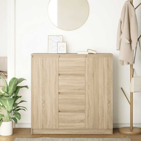 vidaXL Dressoir met lades 100,5x35x98,5 cm spaanplaat sonoma afbeelding3 - 1