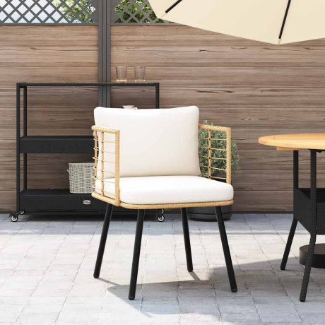 vidaXL Tuinstoel met kussens poly rattan naturel afbeelding3 - 1