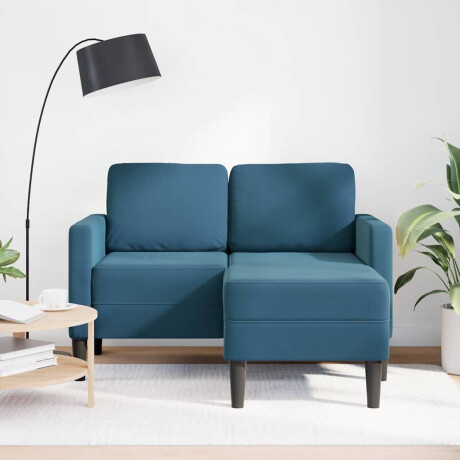 vidaXL 2-zitsbank met ligstoel L-vormig 125 cm fluweel blauw afbeelding3 - 1