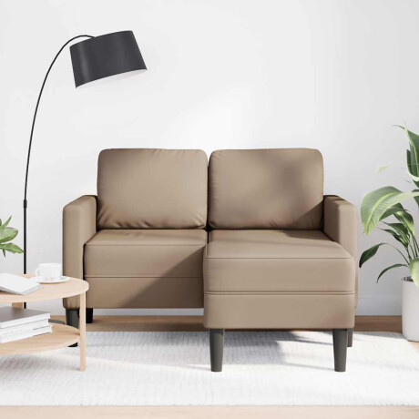 vidaXL 2-zitsbank met chaise longue L-vorm Cappuccino 125 cm Kunstleer afbeelding3 - 1