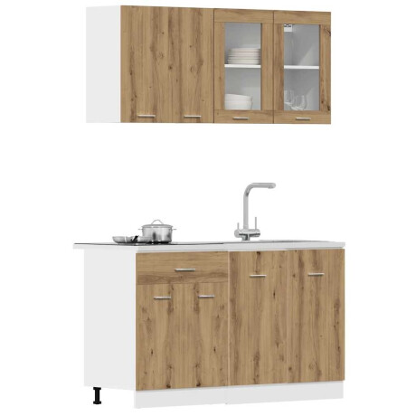 vidaXL 4-delige Keukenkastenset Lyon bewerkt hout artisanaal eikenkleurig afbeelding3 - 1
