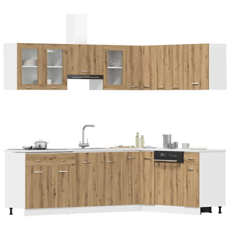 vidaXL 11-delige Keukenkastenset Lyon bewerkt hout artisanaal eiken afbeelding3 - 1
