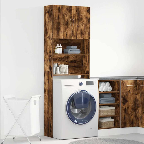 vidaXL Wasmachinekast 64x24x190 cm bewerkt hout gerookt eikenkleurig afbeelding3 - 1