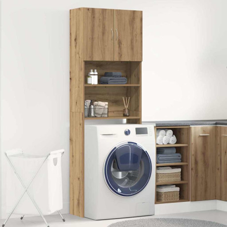 vidaXL Wasmachinekast 64x24x190 cm bewerkt hout artisanaal eikenkleur afbeelding3 - 1