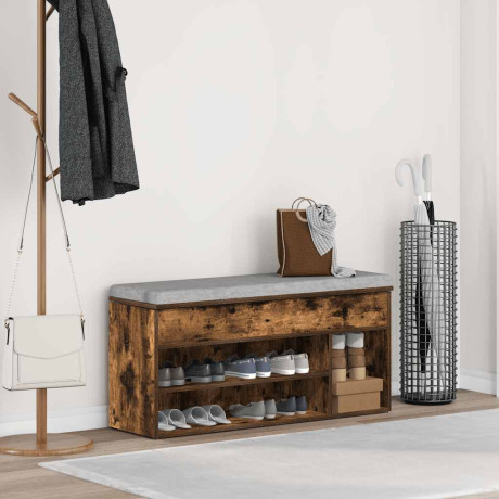 vidaXL Schoenenbank 102x30,5x45 cm bewerkt hout gerookt eikenkleurig afbeelding3 - 1